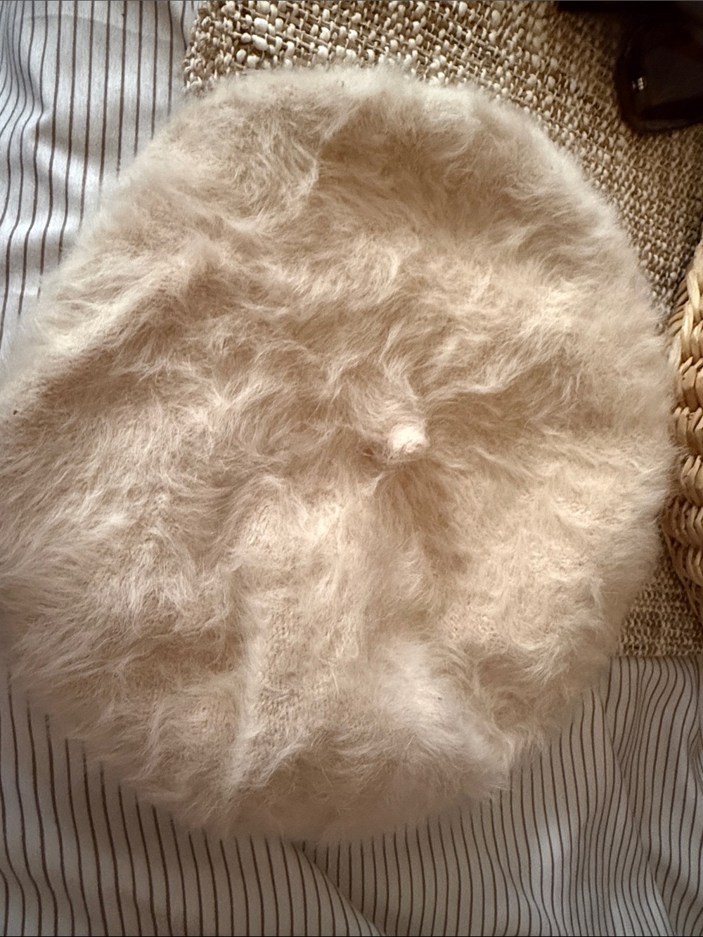 Faux Fur Beige Beret